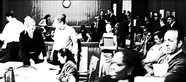 Vintage courtroom scene