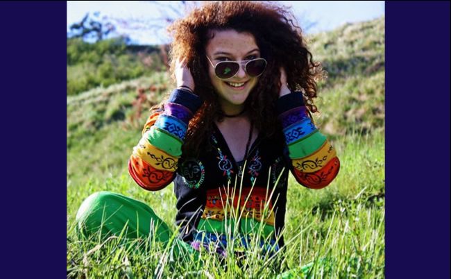 Hippie girl in field