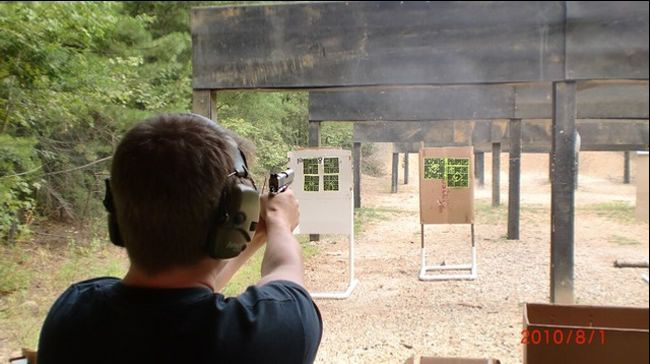 Person shooting a .45 gun